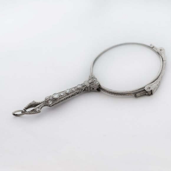 ART DECO Platinum Diamond Lorgnette Opera Glasses - Picture 5 of 5